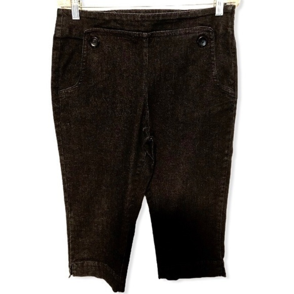 Talbots black bib front capris pants